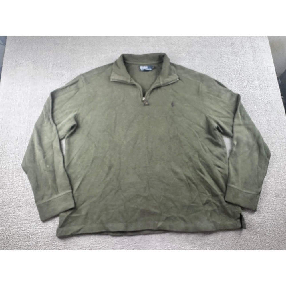 Y2K Polo by Ralph‎ Lauren Pullover Sweater Men XL Green Classic 1/4 Zip Outdoor
